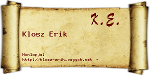 Klosz Erik névjegykártya